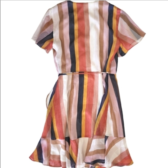 ALL IN FAVOR STRIPED WRAP DRESS. XS - Picture 3 of 6